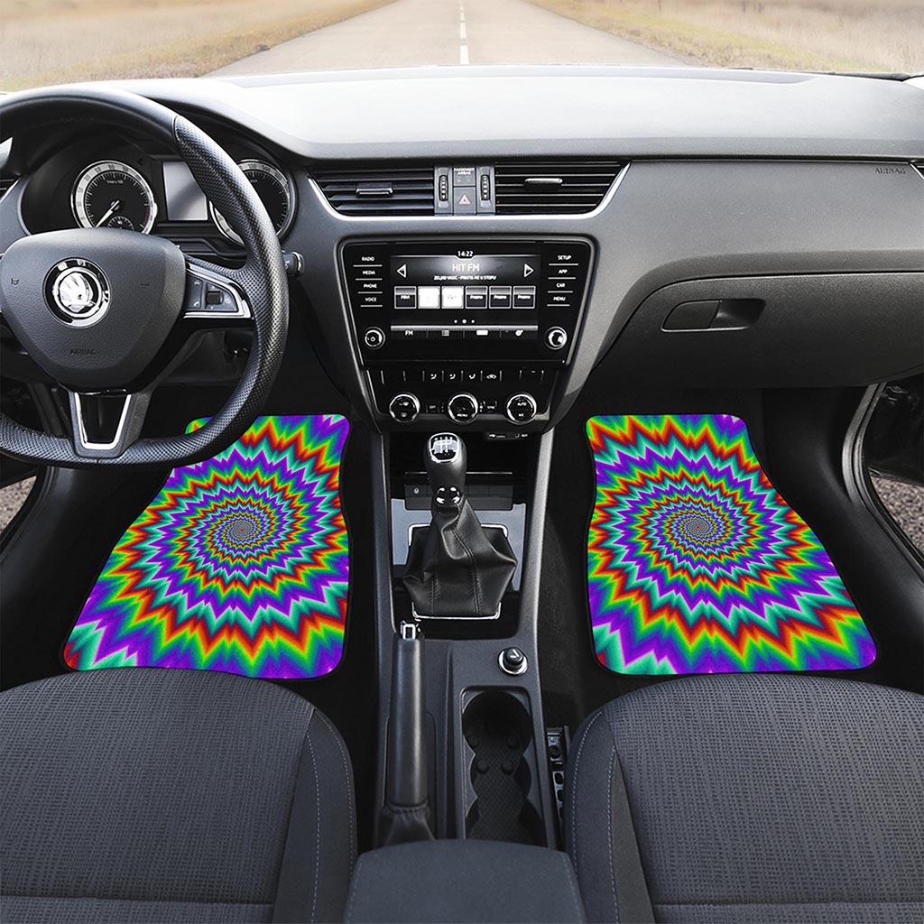 Psychedelic Spiral Optical Illusion Front and Back Car Floor Mats