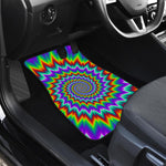 Psychedelic Spiral Optical Illusion Front and Back Car Floor Mats