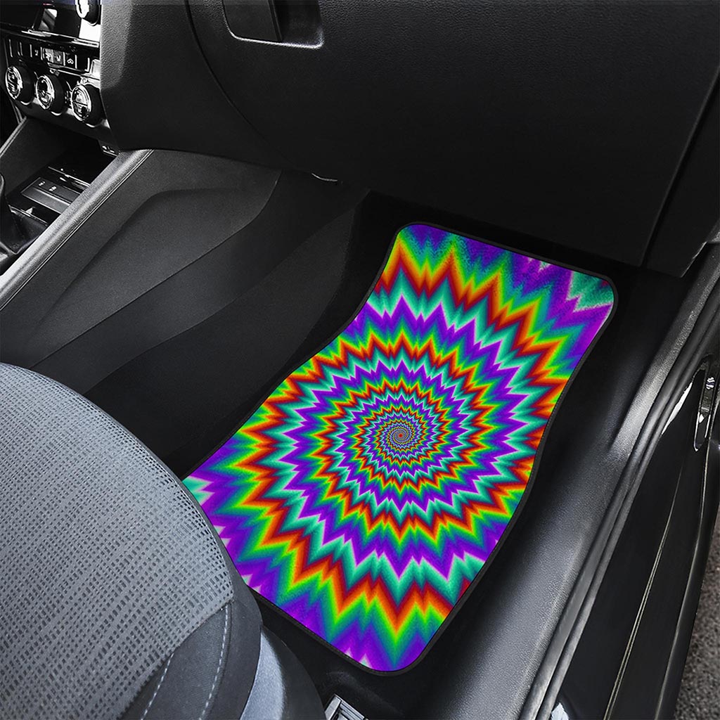 Psychedelic Spiral Optical Illusion Front and Back Car Floor Mats