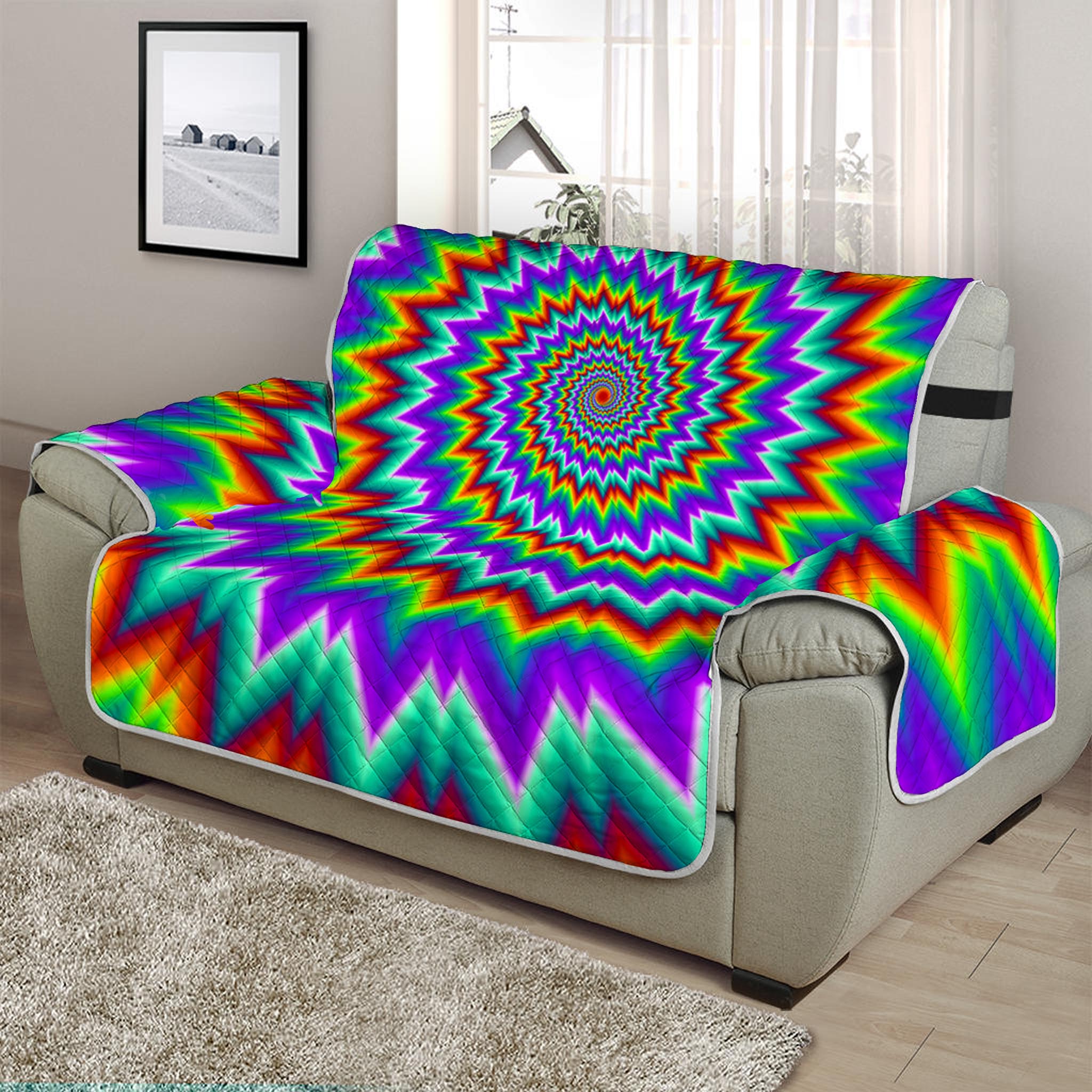 Psychedelic Spiral Optical Illusion Half Sofa Protector