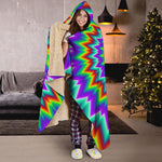 Psychedelic Spiral Optical Illusion Hooded Blanket