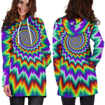 Psychedelic Spiral Optical Illusion Hoodie Dress GearFrost