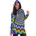 Psychedelic Spiral Optical Illusion Hoodie Dress GearFrost