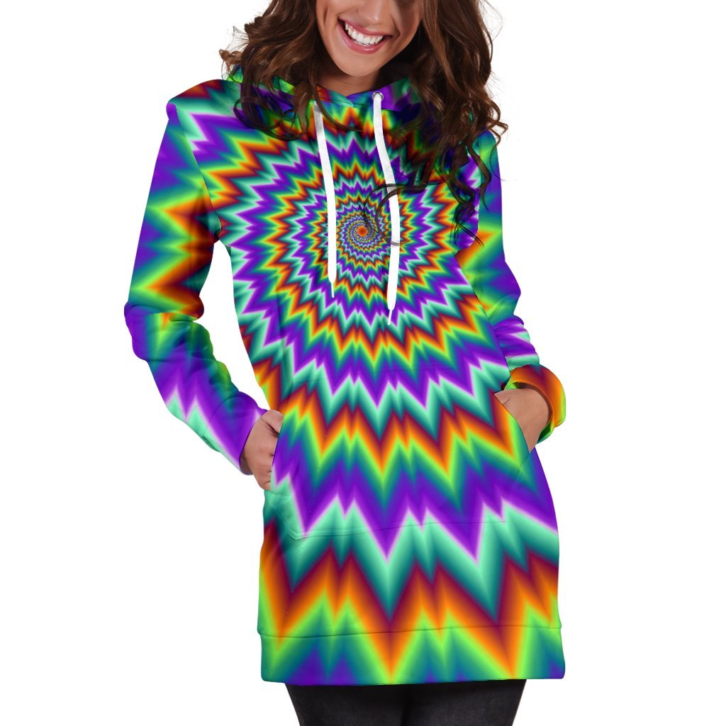Psychedelic Spiral Optical Illusion Hoodie Dress GearFrost