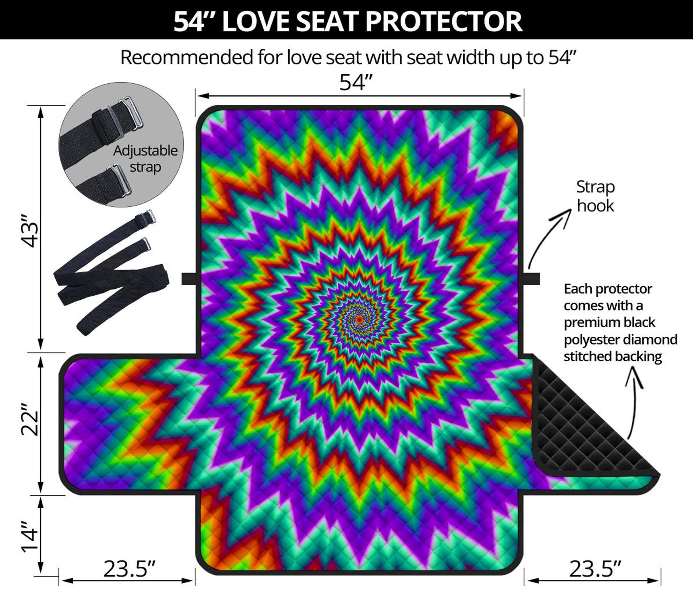 Psychedelic Spiral Optical Illusion Loveseat Protector