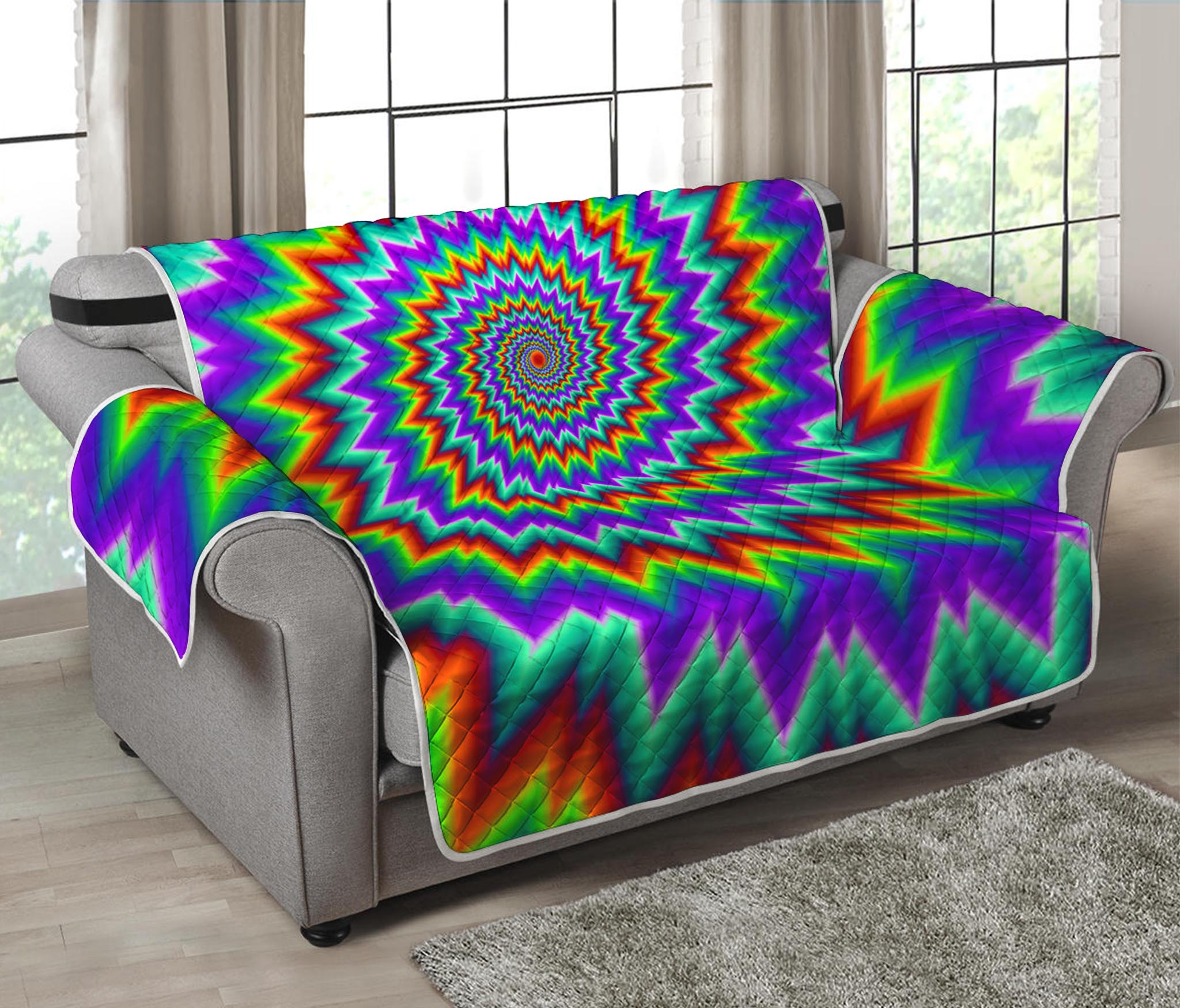 Psychedelic Spiral Optical Illusion Loveseat Protector