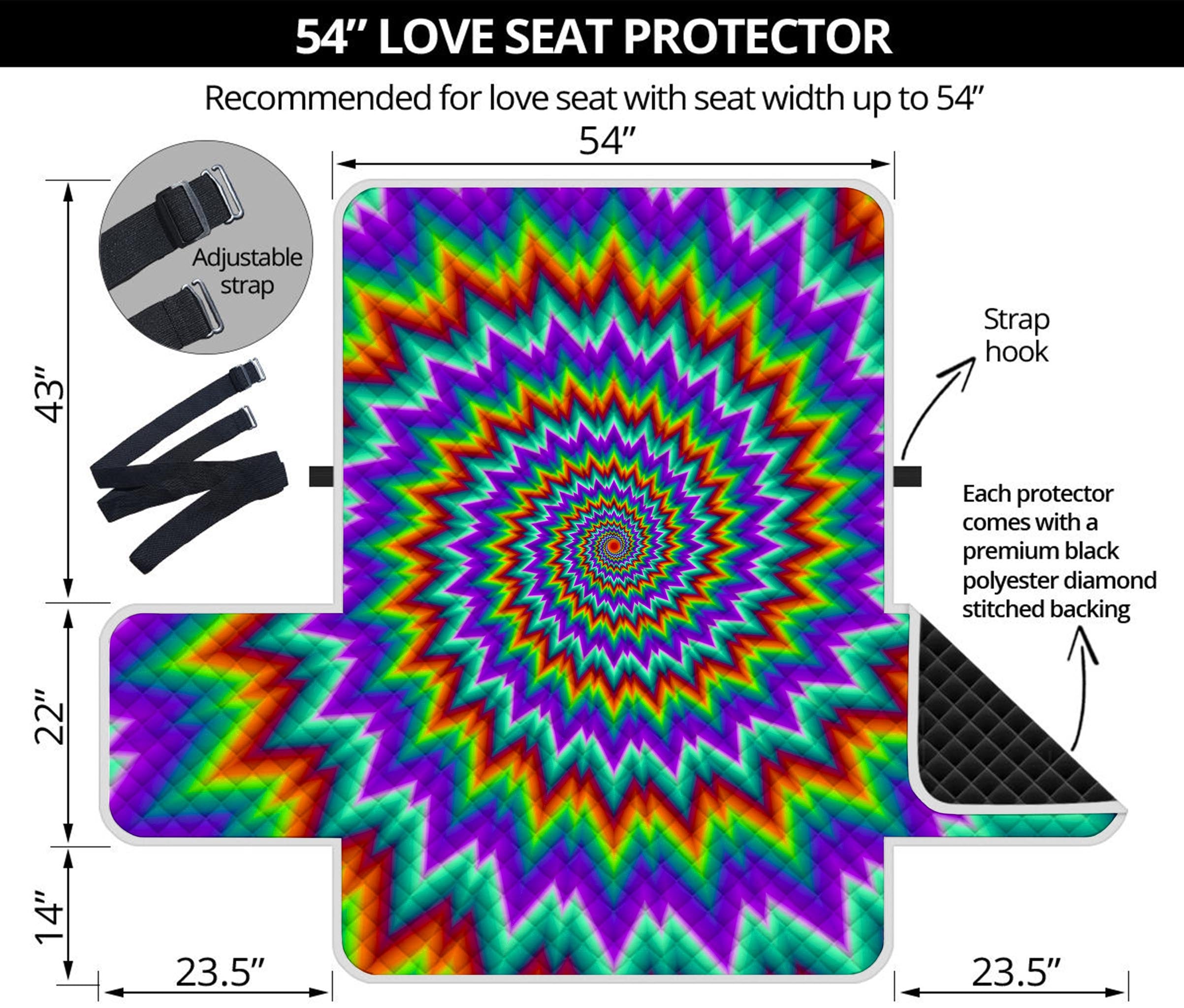 Psychedelic Spiral Optical Illusion Loveseat Protector