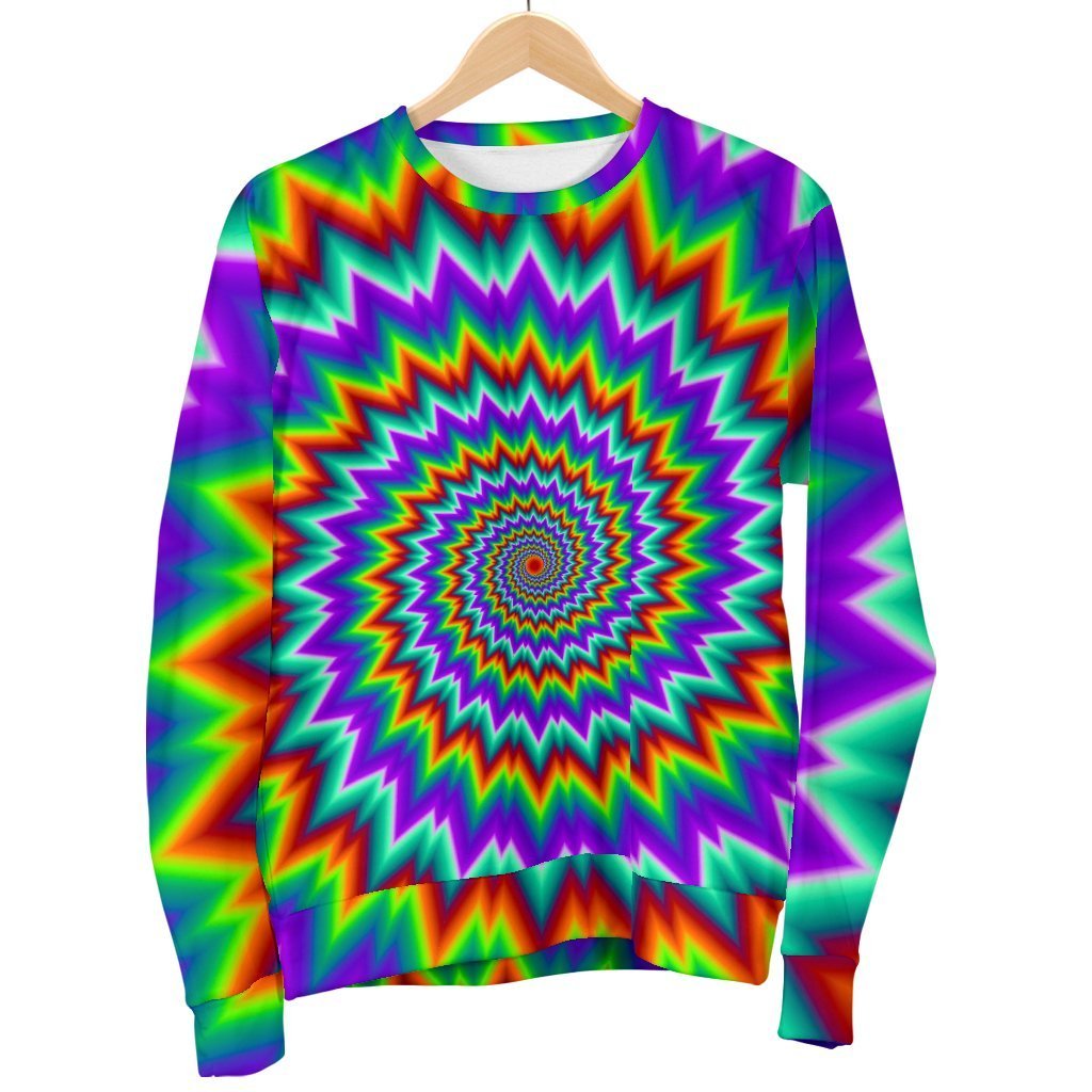 Psychedelic Spiral Optical Illusion Men's Crewneck Sweatshirt GearFrost
