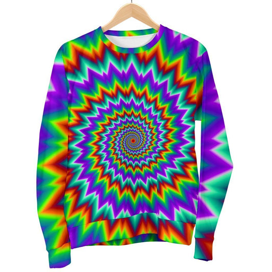 Psychedelic Spiral Optical Illusion Men's Crewneck Sweatshirt GearFrost