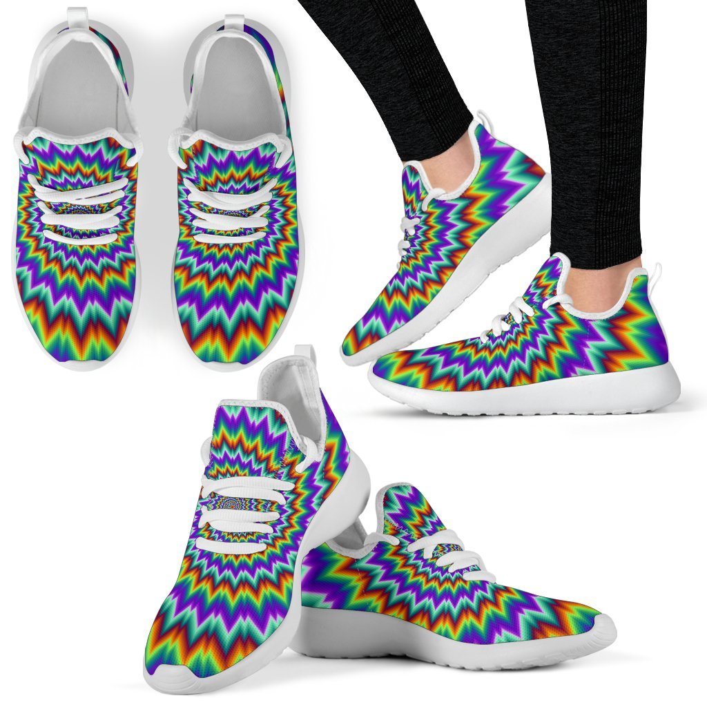 Psychedelic Spiral Optical Illusion Mesh Knit Shoes GearFrost