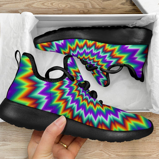 Psychedelic Spiral Optical Illusion Mesh Knit Shoes GearFrost