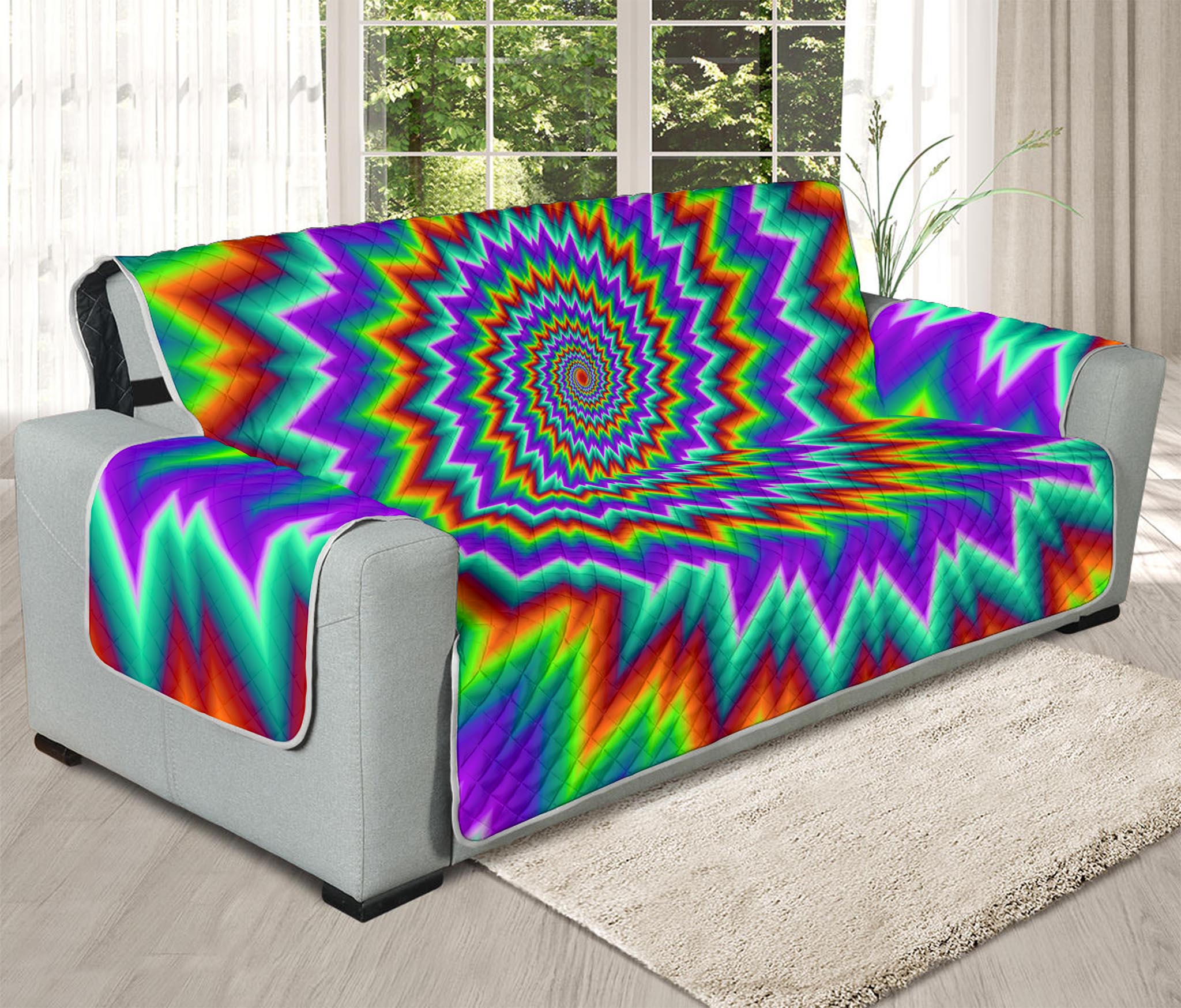 Psychedelic Spiral Optical Illusion Oversized Sofa Protector