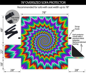 Psychedelic Spiral Optical Illusion Oversized Sofa Protector