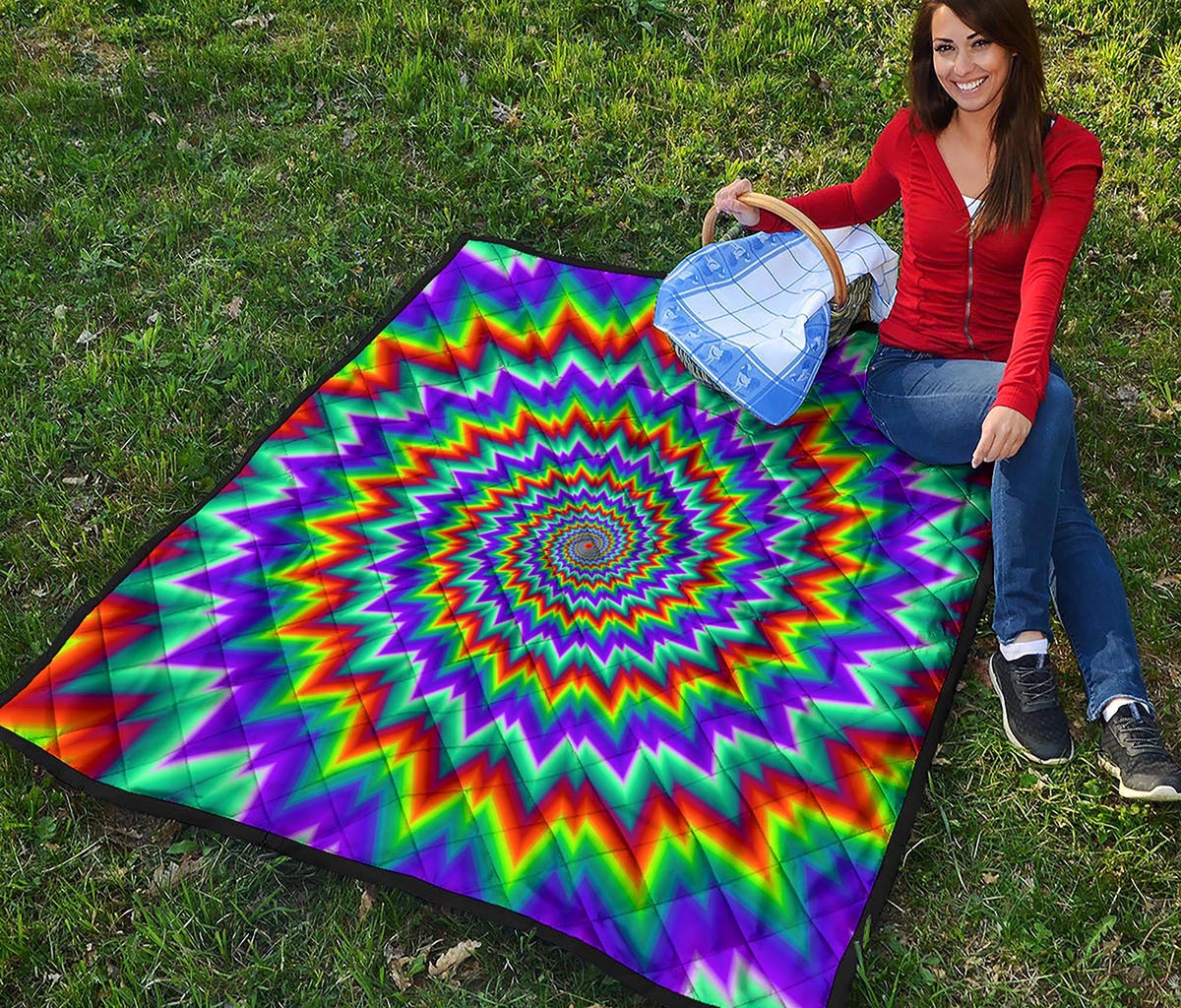 Psychedelic Spiral Optical Illusion Quilt