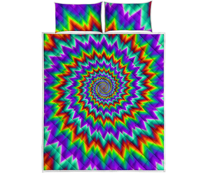 Psychedelic Spiral Optical Illusion Quilt Bed Set