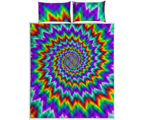 Psychedelic Spiral Optical Illusion Quilt Bed Set