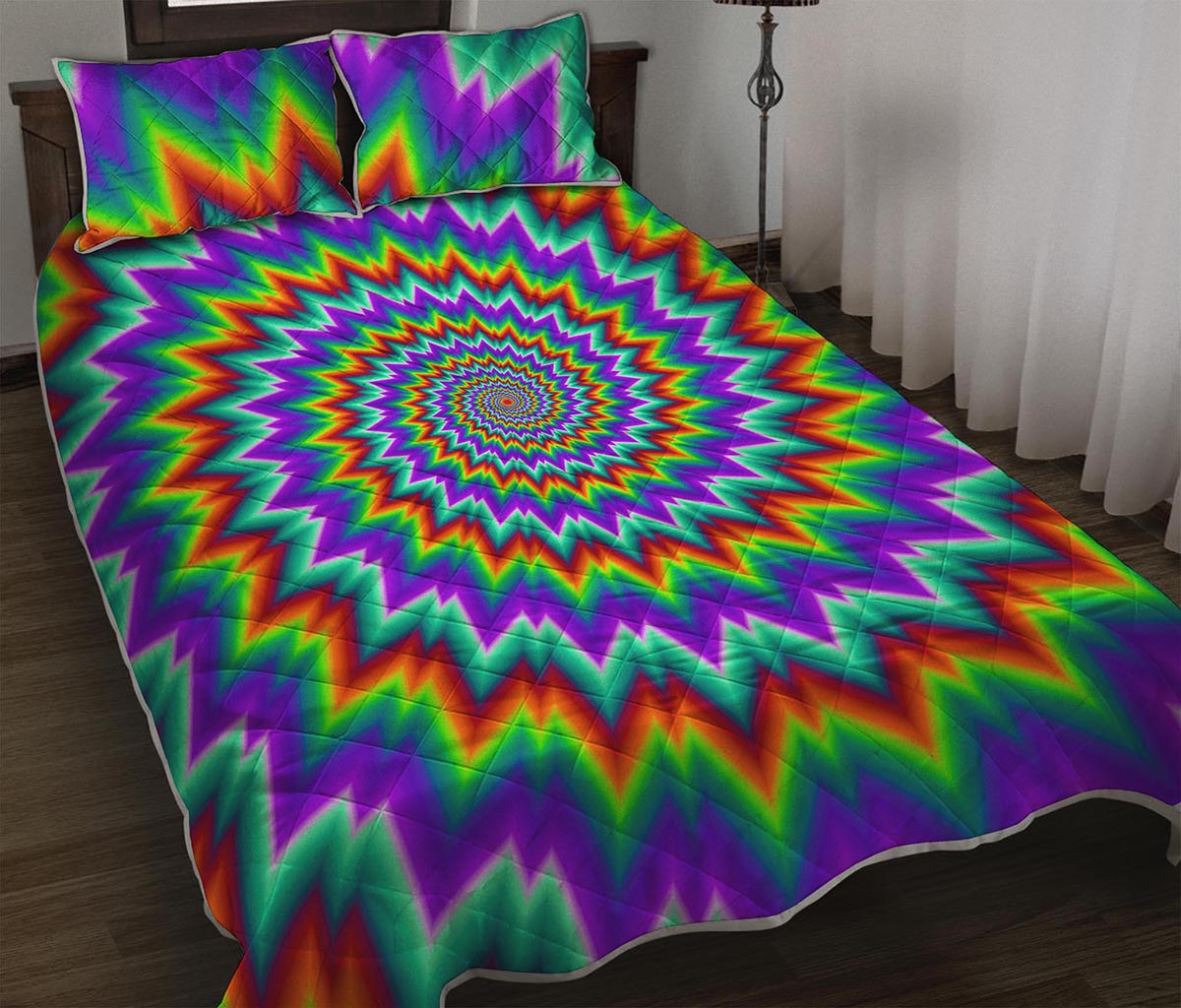 Psychedelic Spiral Optical Illusion Quilt Bed Set