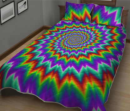 Psychedelic Spiral Optical Illusion Quilt Bed Set