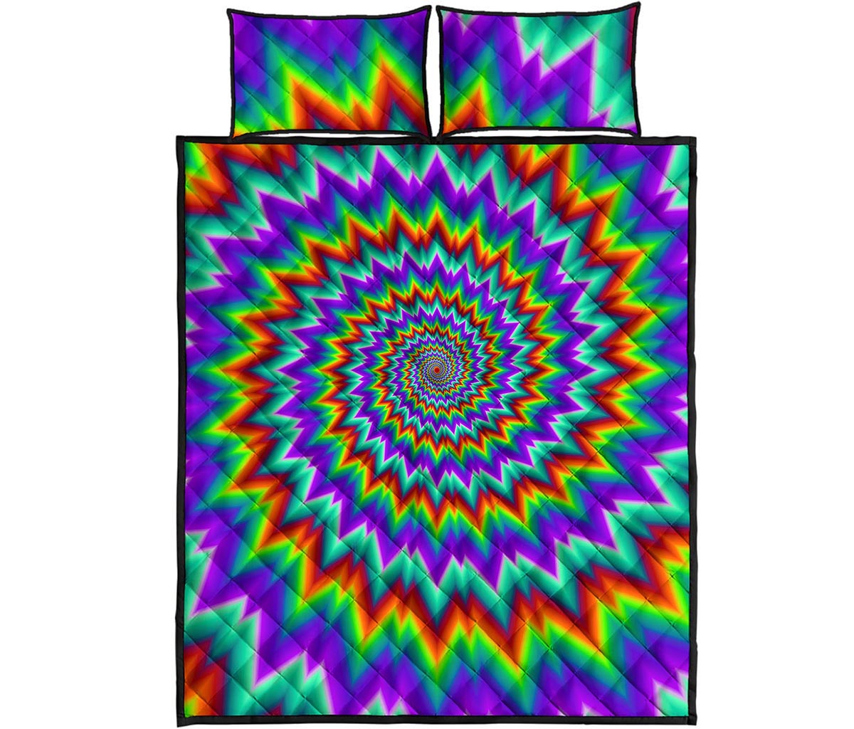 Psychedelic Spiral Optical Illusion Quilt Bed Set