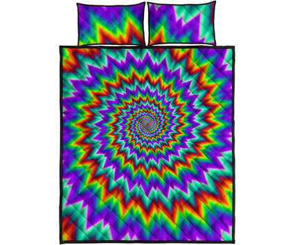 Psychedelic Spiral Optical Illusion Quilt Bed Set