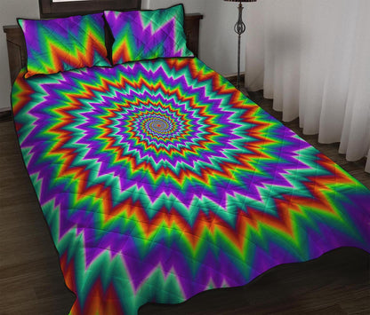 Psychedelic Spiral Optical Illusion Quilt Bed Set