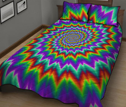 Psychedelic Spiral Optical Illusion Quilt Bed Set