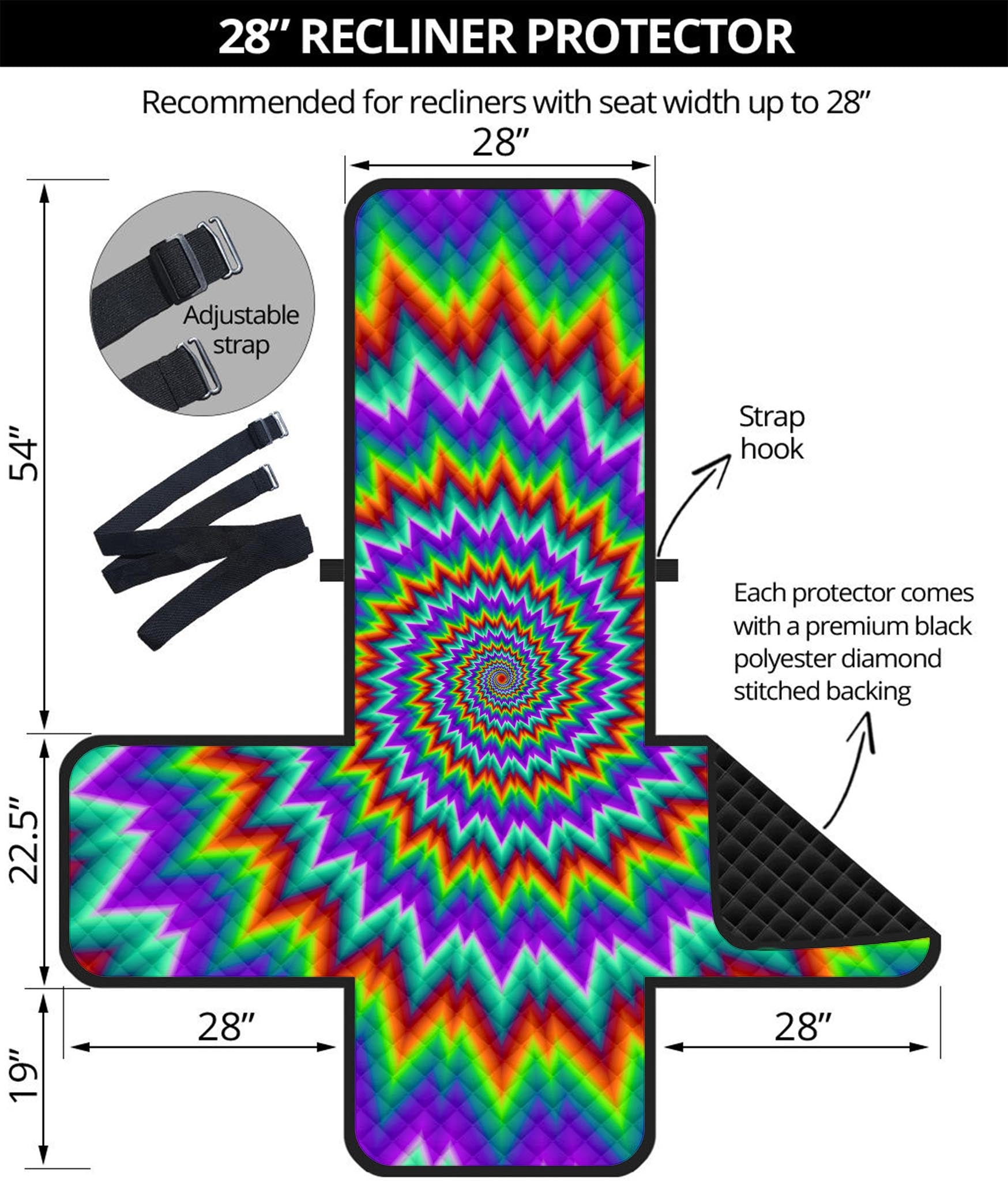 Psychedelic Spiral Optical Illusion Recliner Protector