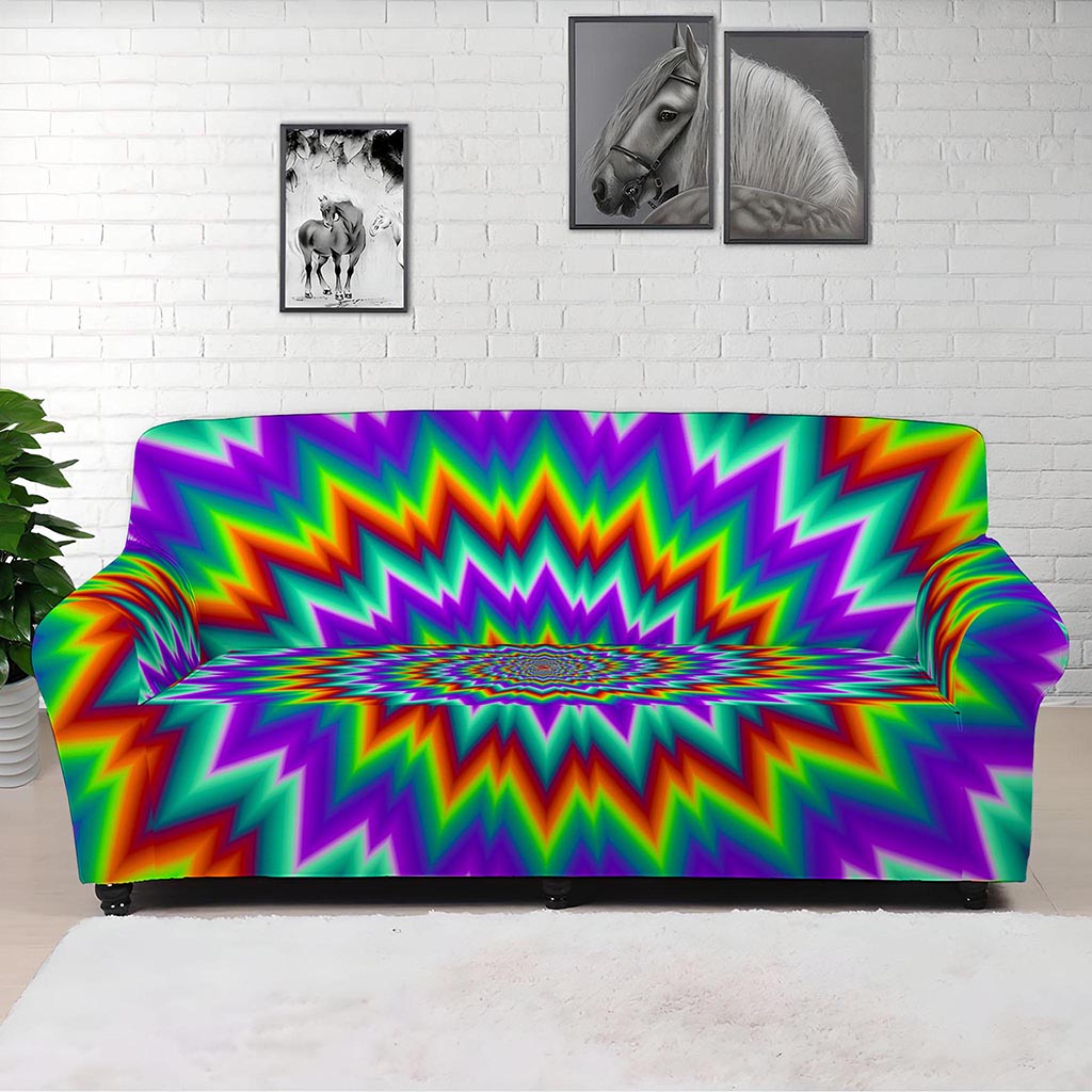 Psychedelic Spiral Optical Illusion Sofa Cover