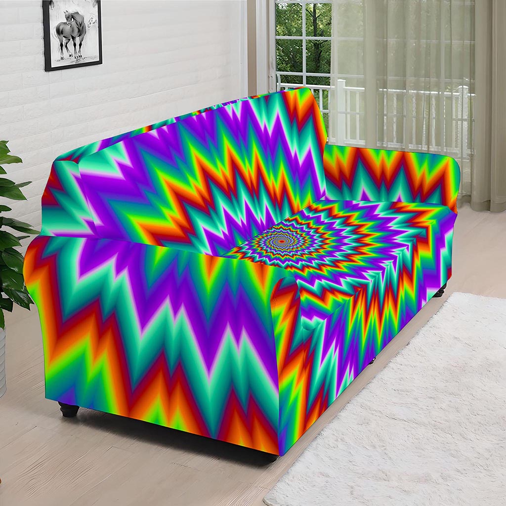 Psychedelic Spiral Optical Illusion Sofa Cover