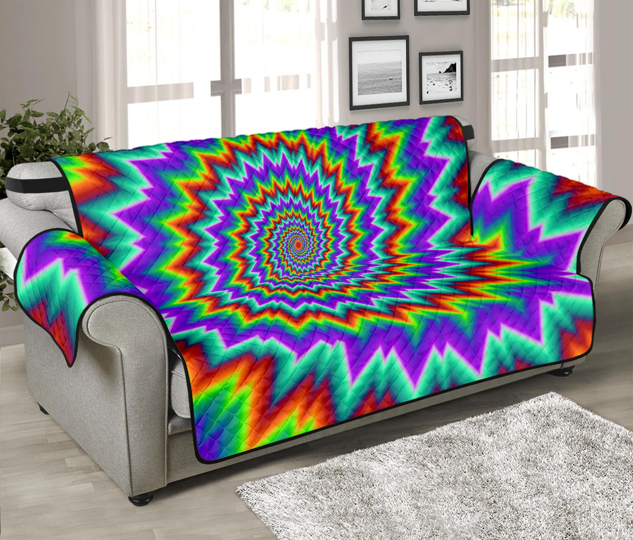 Psychedelic Spiral Optical Illusion Sofa Protector