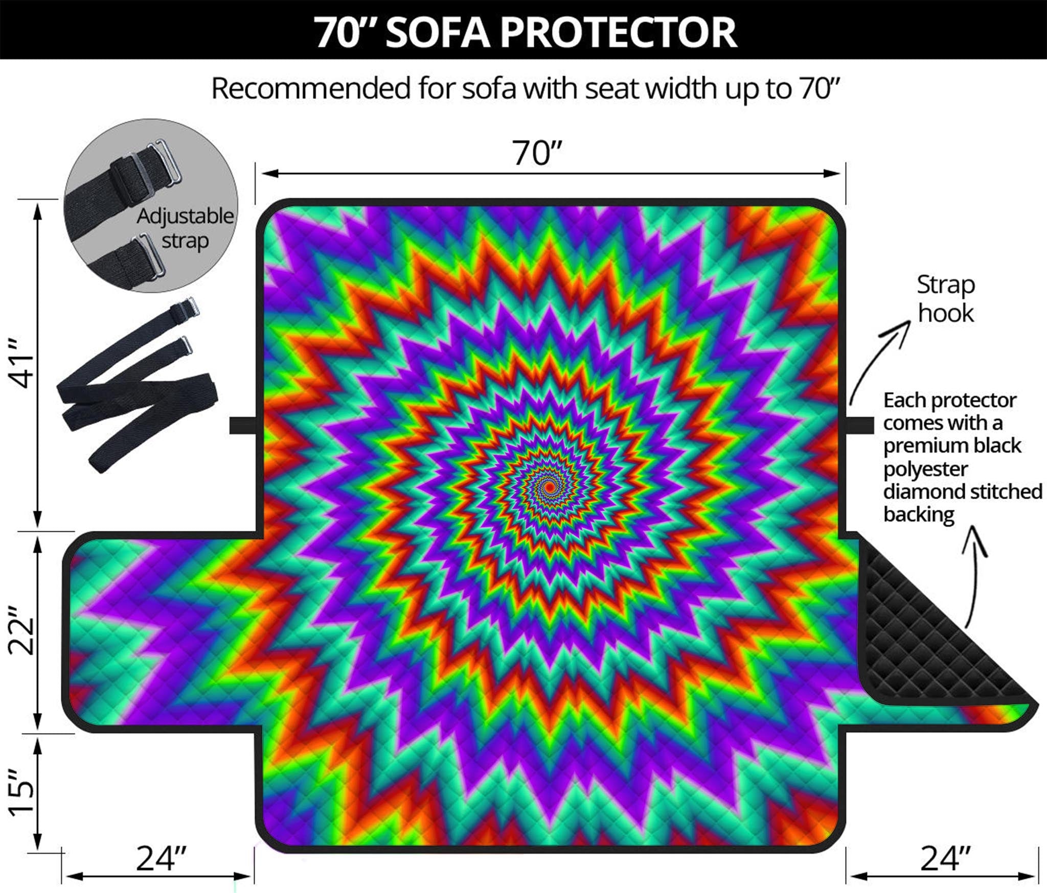 Psychedelic Spiral Optical Illusion Sofa Protector