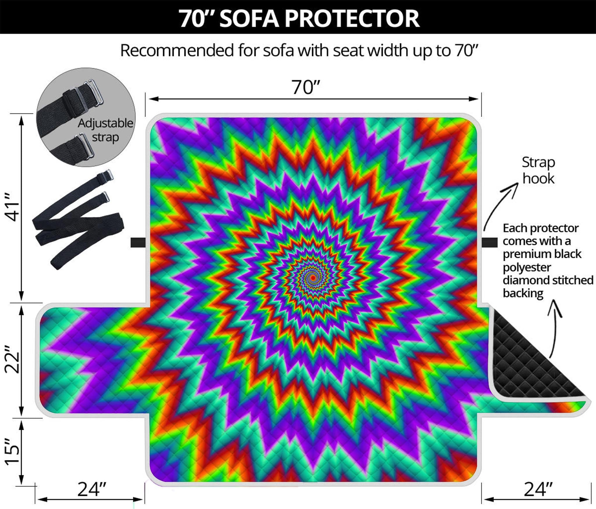 Psychedelic Spiral Optical Illusion Sofa Protector