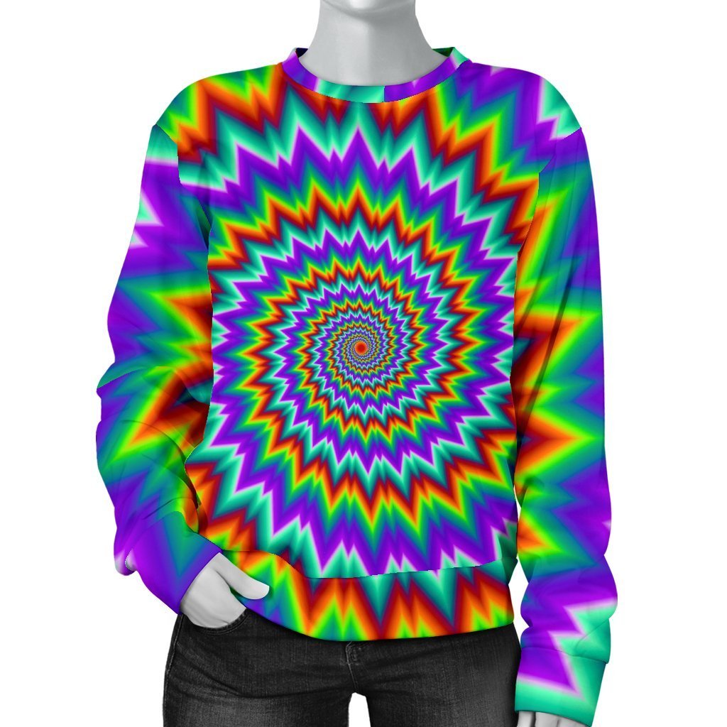 Psychedelic Spiral Optical Illusion Women's Crewneck Sweatshirt GearFrost