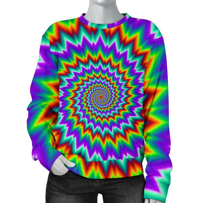 Psychedelic Spiral Optical Illusion Women's Crewneck Sweatshirt GearFrost