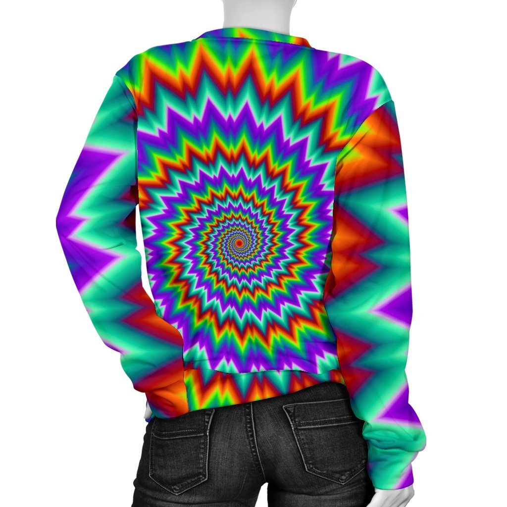 Psychedelic Spiral Optical Illusion Women's Crewneck Sweatshirt GearFrost
