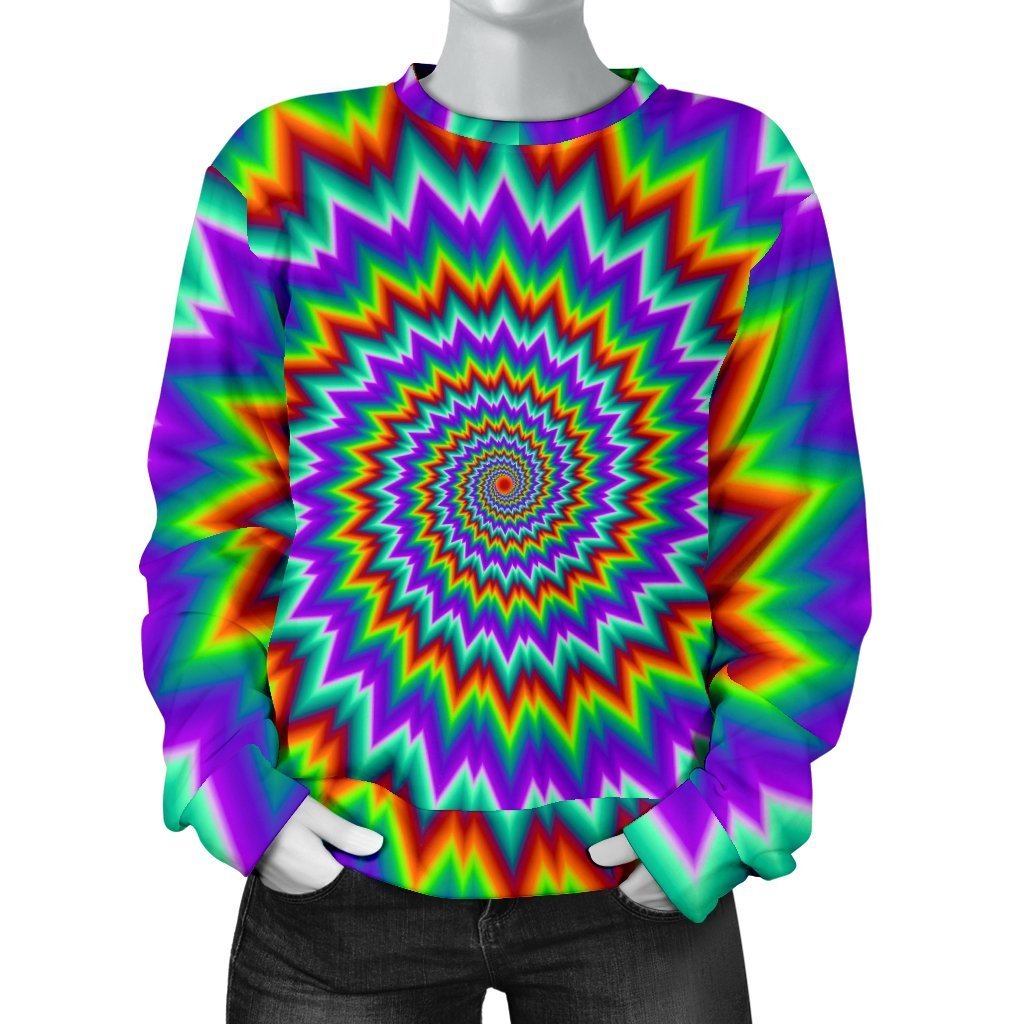 Psychedelic Spiral Optical Illusion Women's Crewneck Sweatshirt GearFrost