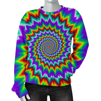 Psychedelic Spiral Optical Illusion Women's Crewneck Sweatshirt GearFrost