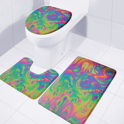 Psychedelic Surface Print 3 Piece Bath Mat Set