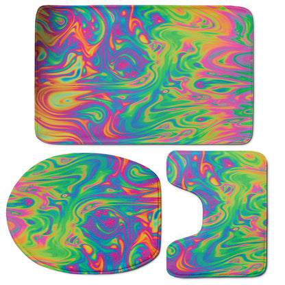 Psychedelic Surface Print 3 Piece Bath Mat Set