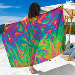 Psychedelic Surface Print Beach Sarong Wrap