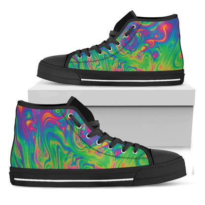 Psychedelic Surface Print Black High Top Shoes