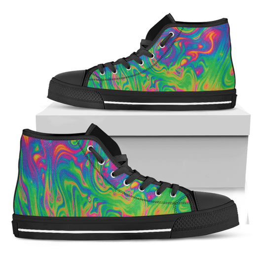 Psychedelic Surface Print Black High Top Shoes