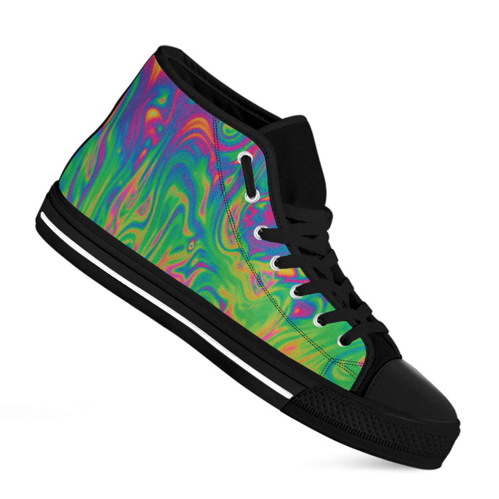 Psychedelic Surface Print Black High Top Shoes