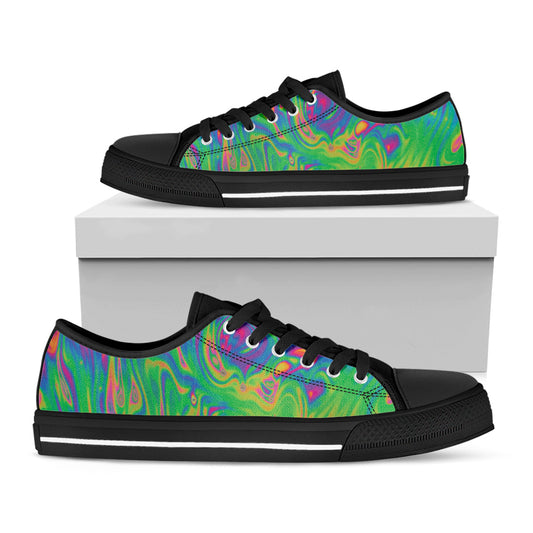Psychedelic Surface Print Black Low Top Shoes