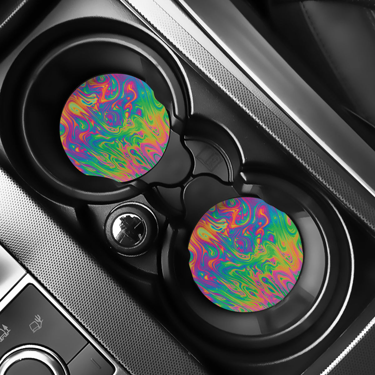 Psychedelic Surface Print Car Coasters