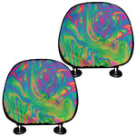 Psychedelic Surface Print Car Headrest Covers