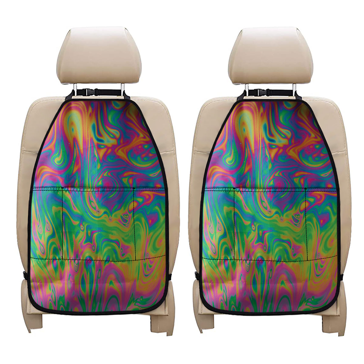 Psychedelic Surface Print Car Seat Organizers
