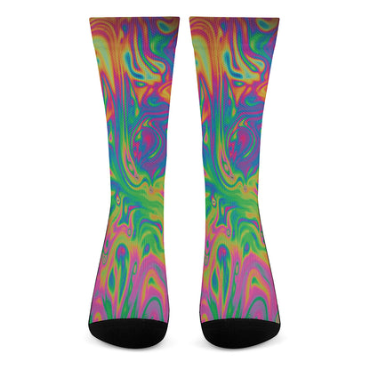 Psychedelic Surface Print Crew Socks