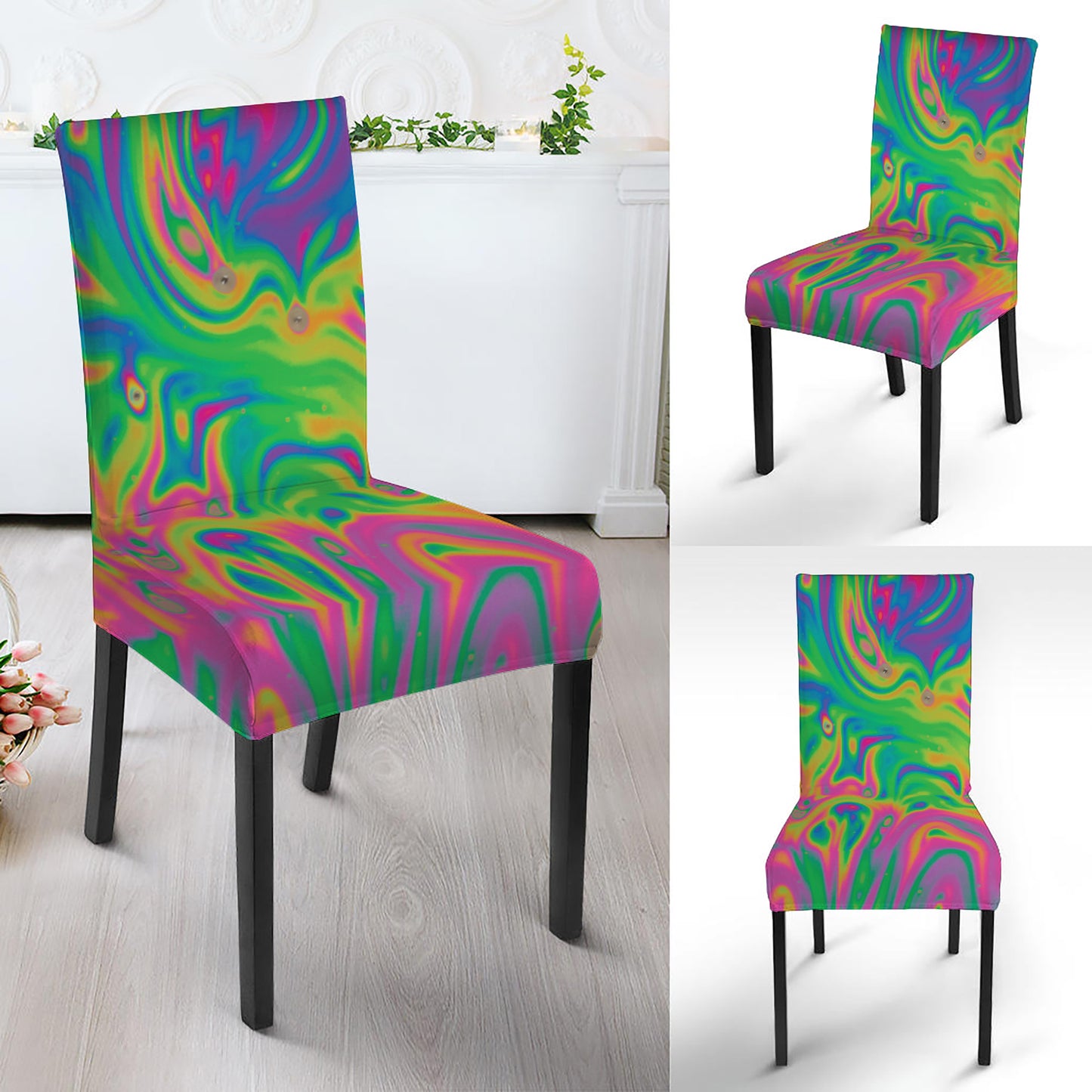 Psychedelic Surface Print Dining Chair Slipcover