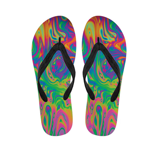 Psychedelic Surface Print Flip Flops